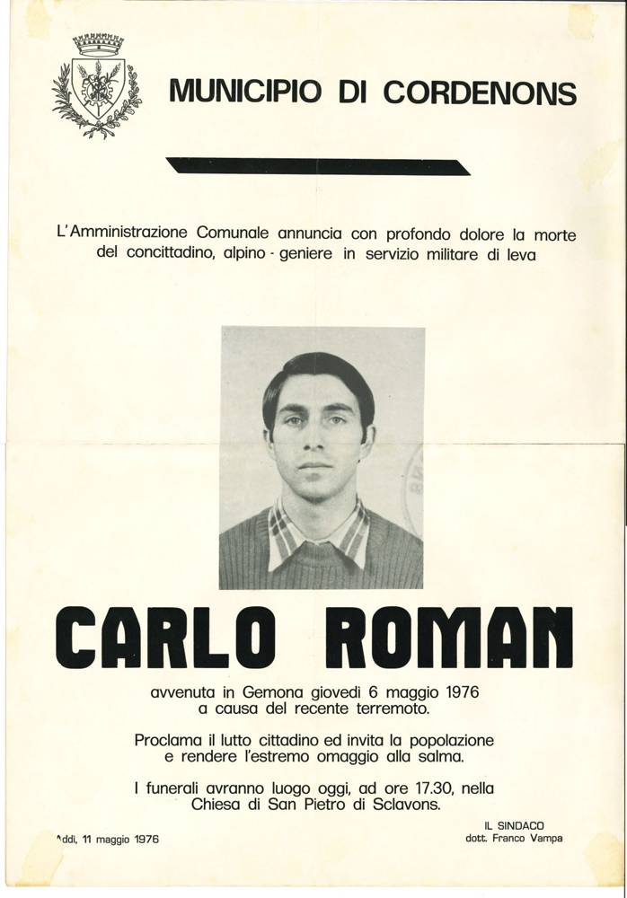 Terremoto 1976 e Carlo Roman