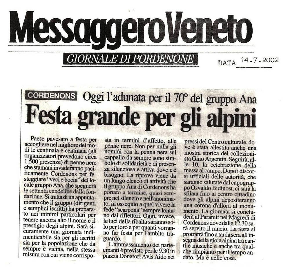 2002 - 70° anniversario