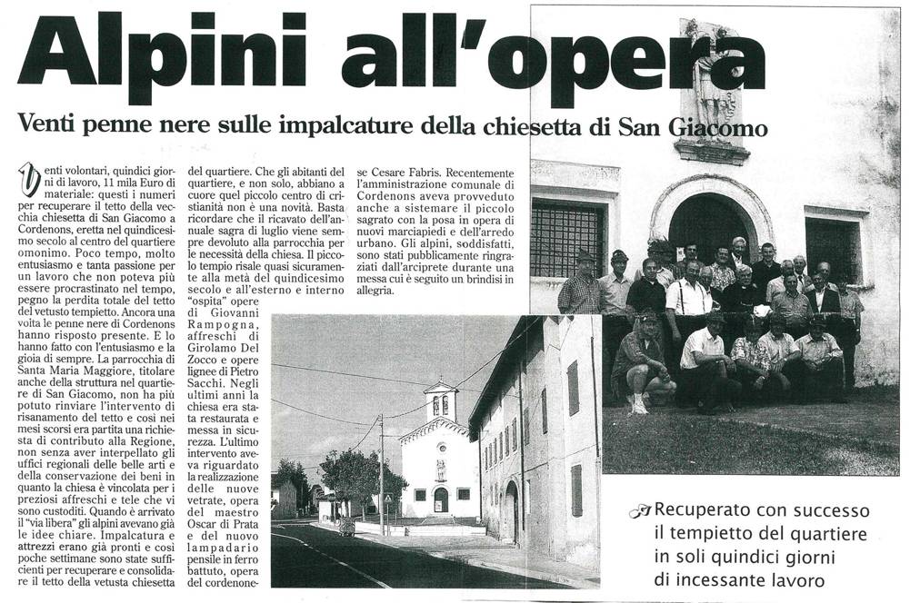 2003 - Sistemazione tetto Chiesa San Giacomo