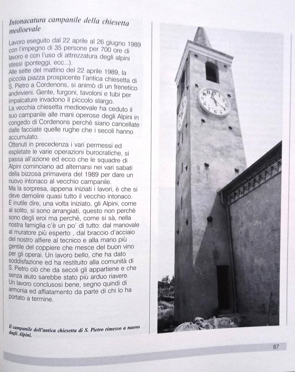 1989 - Restauro campanile della chiesa medievale di san Pietro Apostolo