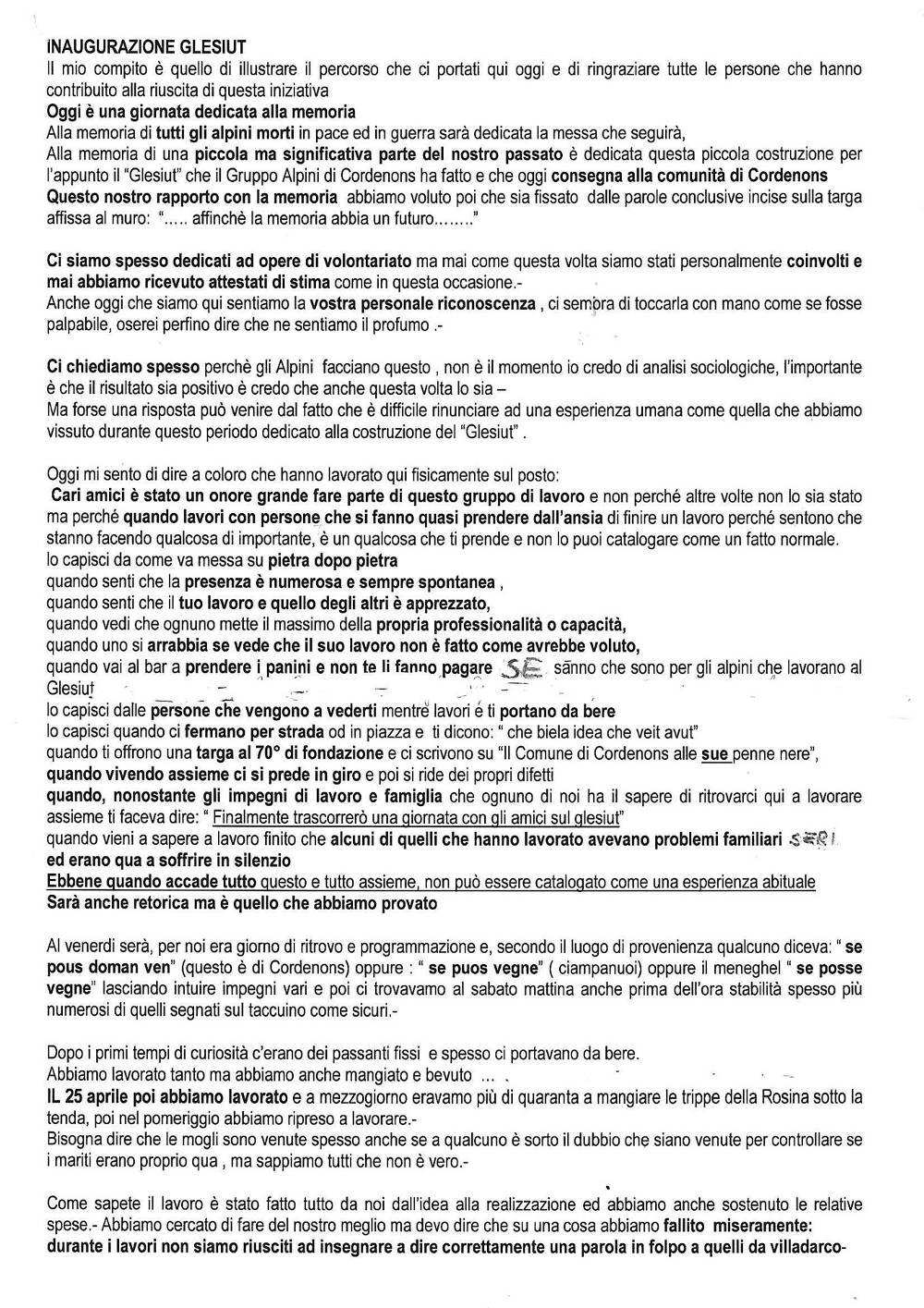 2002 - Costruzione Glesiut Santa Fosca