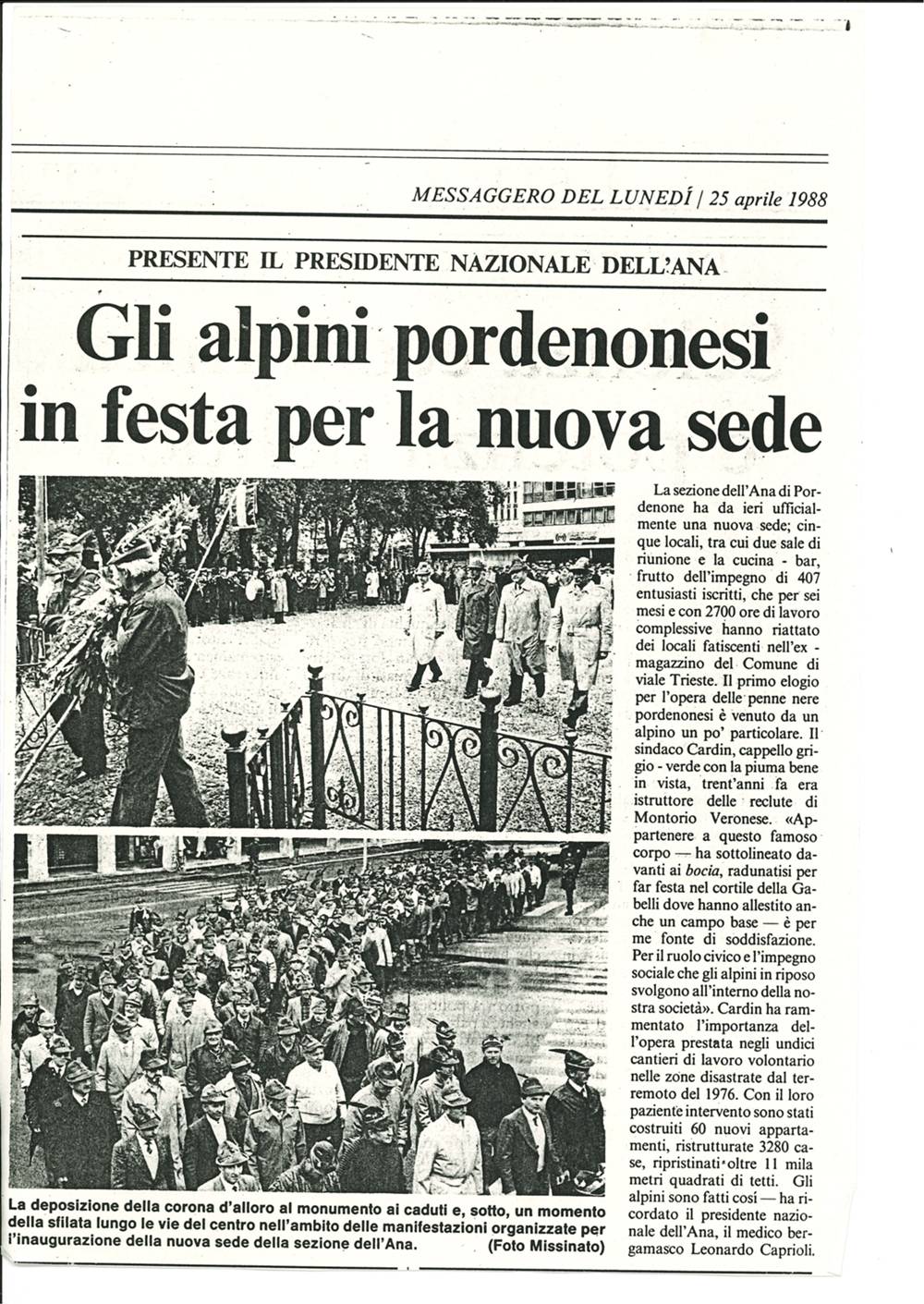 1988 inaugurazione nuova sede sezionale Pordenone